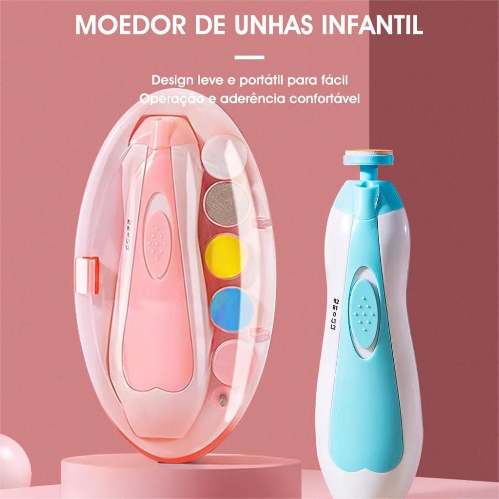 Lixa de Unha Elétrico Aparador Cortador Para Bebê Infantil Com Estojo 6 lixas