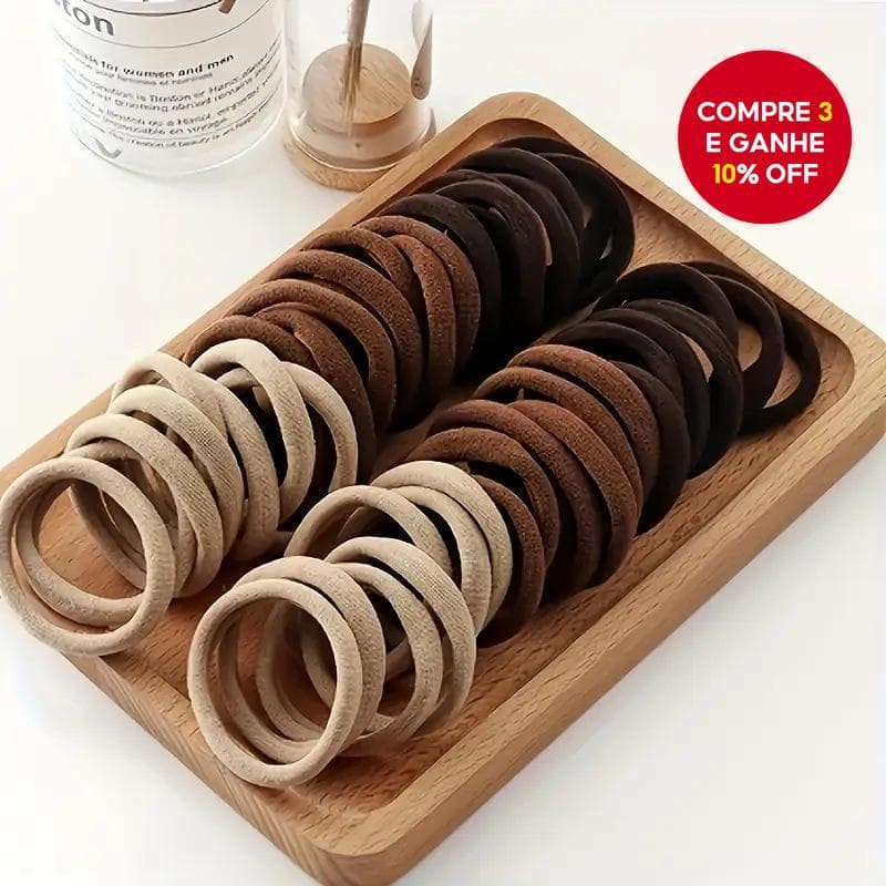 Elásticos de Cabelo Sem Costura - Borrachas de Alta Elasticidade Não Danificantes com Capa de Couro para Mulheres