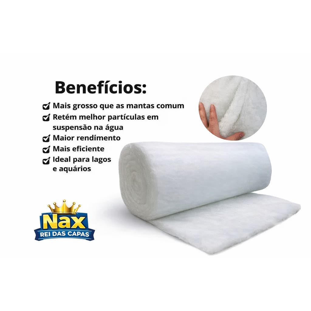 Manta Acrílica Perlon Para Filtros de Aquários e Lagos – 100g Alta Qualidade