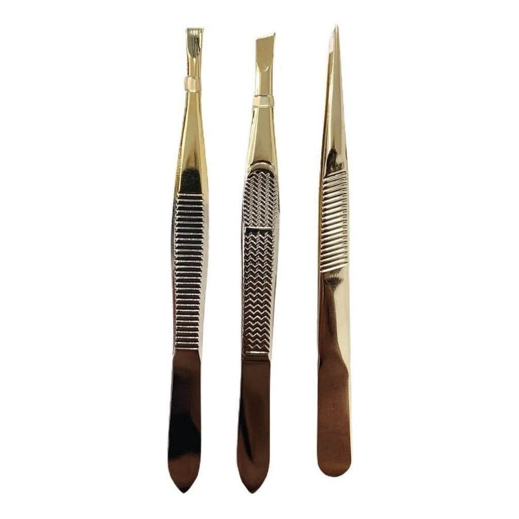 Kit Pinças Solingen Sobrancelhas Profissional Chanfrada Reta Agulha