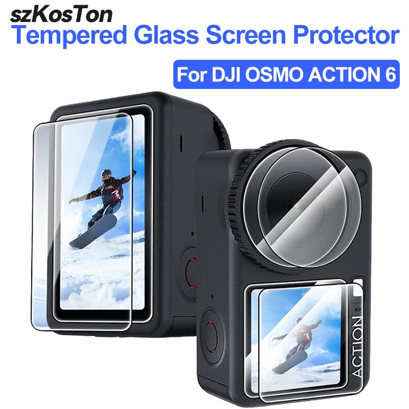 Vidro Temperado Para DJI OSMO Action 6 Protetor De Tela E Lente Transparente Ultra-HD Anti-Risco Acessórios De Filme De 