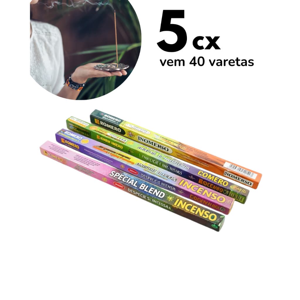 Incenso Natural Aromas Sortidos Special Blend 5 Caixas 40 Varetas Relaxamento