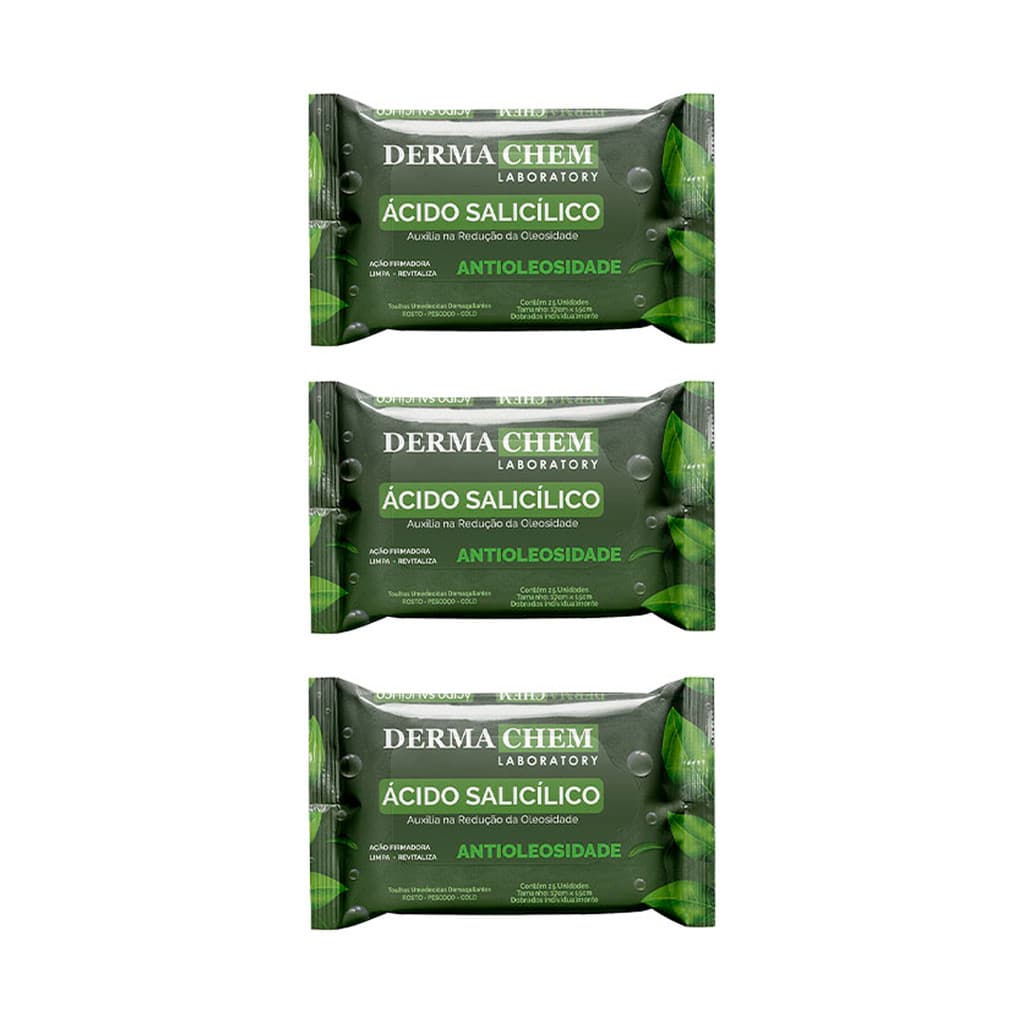 Dermachem Kit 3un Lenço Demaquilante Ácido Salicílico - 25un