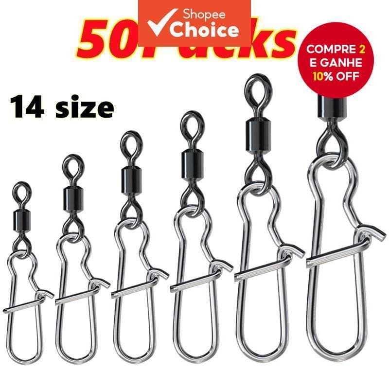 Conectores De Rolamento Giratórios De Pesca , 50 Peças (10LB-110LB) , Anéis De Aço Inoxidável De Alta Resistência Para J