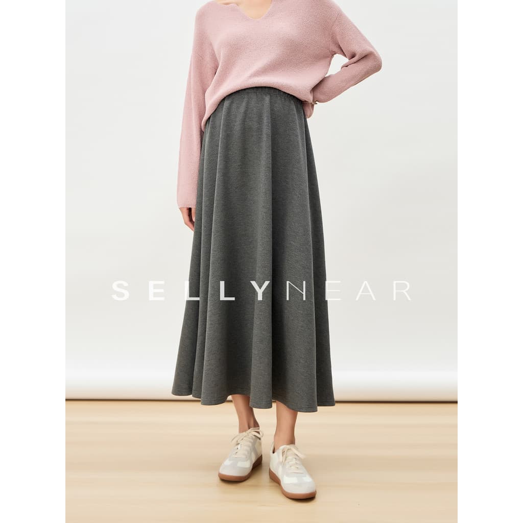 SELLYNEAR Saia para maternidade primavera outono novo estilo moda solta gravidez sem levantamento de barriga saia Casual