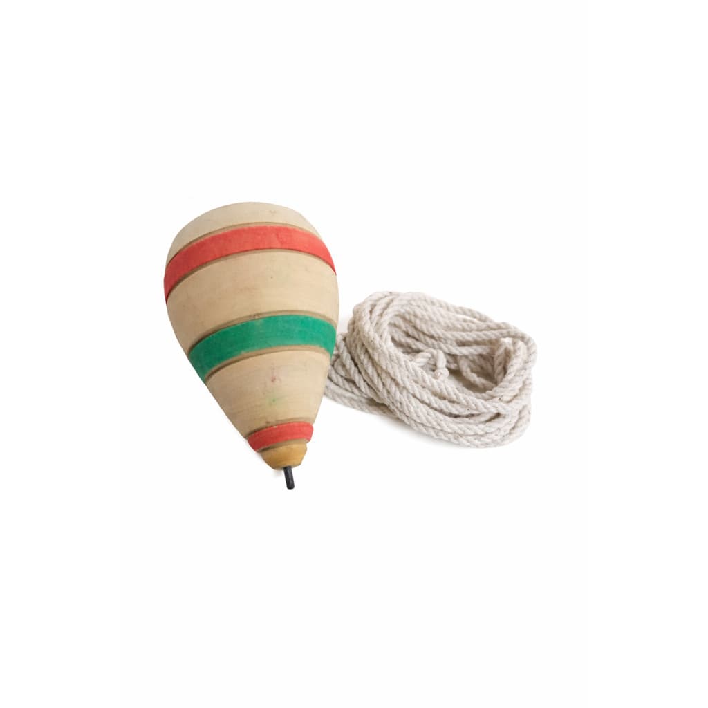 Pião de Madeira Tradicional com Fieira