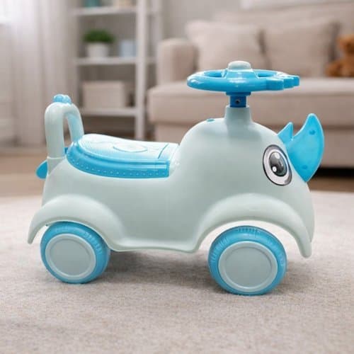 Andador Infantil Seguro Confortavel Educativo Brinquedo Rinoceronte Azul Estimulo Motor
