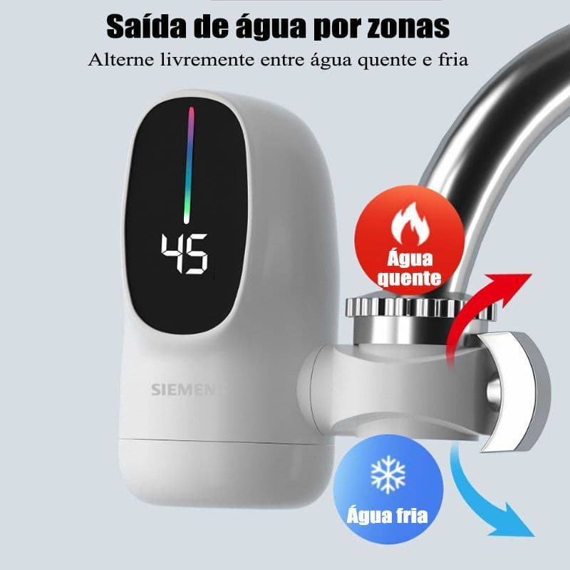 Torneira Elétrica Instantânea 3000W com Display Digital, Aquecedor de Água Rápido para Cozinha e Banheiro