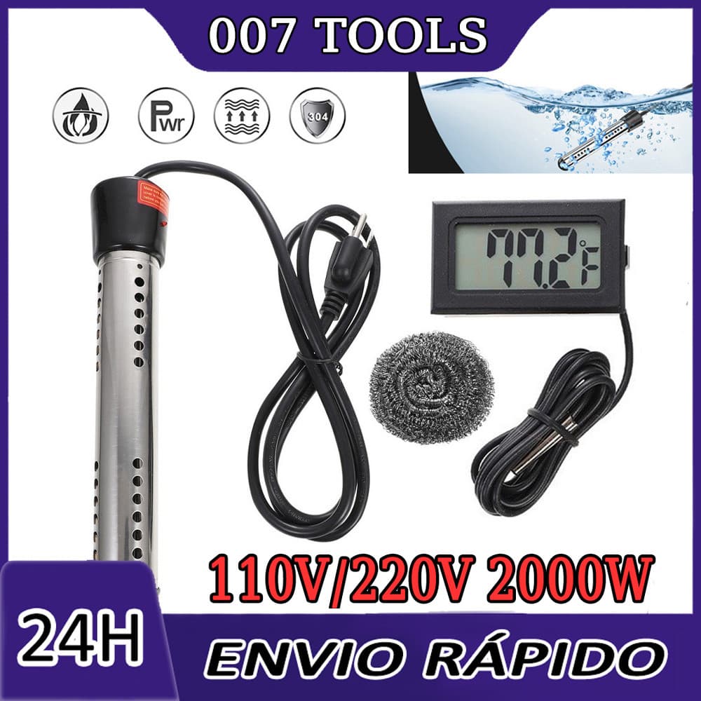 Aquecedor De Água De Imersão Portátil 1500w Aquecimento Rápido Varinha Fervente De Água Com Termômetro