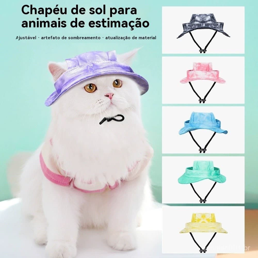 Chapéu para Animais de Estimação Adequado para Cães Pequenos e Gatos, Mini Chapéu de Palha de Pescador em Jeans com Prot