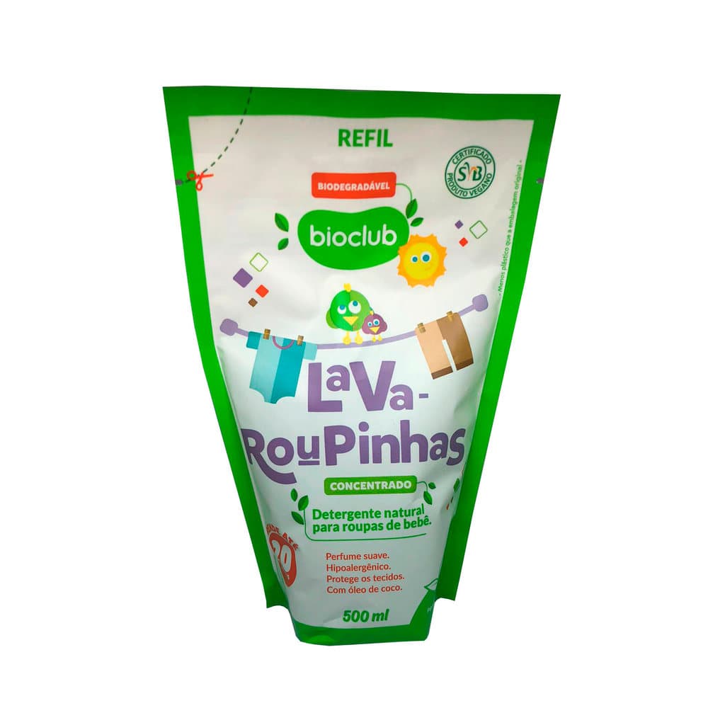 Lava Roupinhas Bebê Bioclub Detergente Natural Refil 500ml