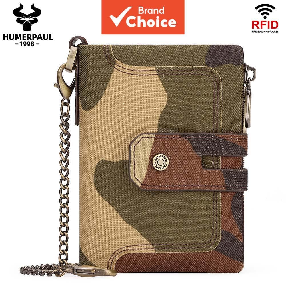  HUMERPAUL Carteira masculina dobrável em couro com dois compartimentos para cartões de crédito, casual, moderna e