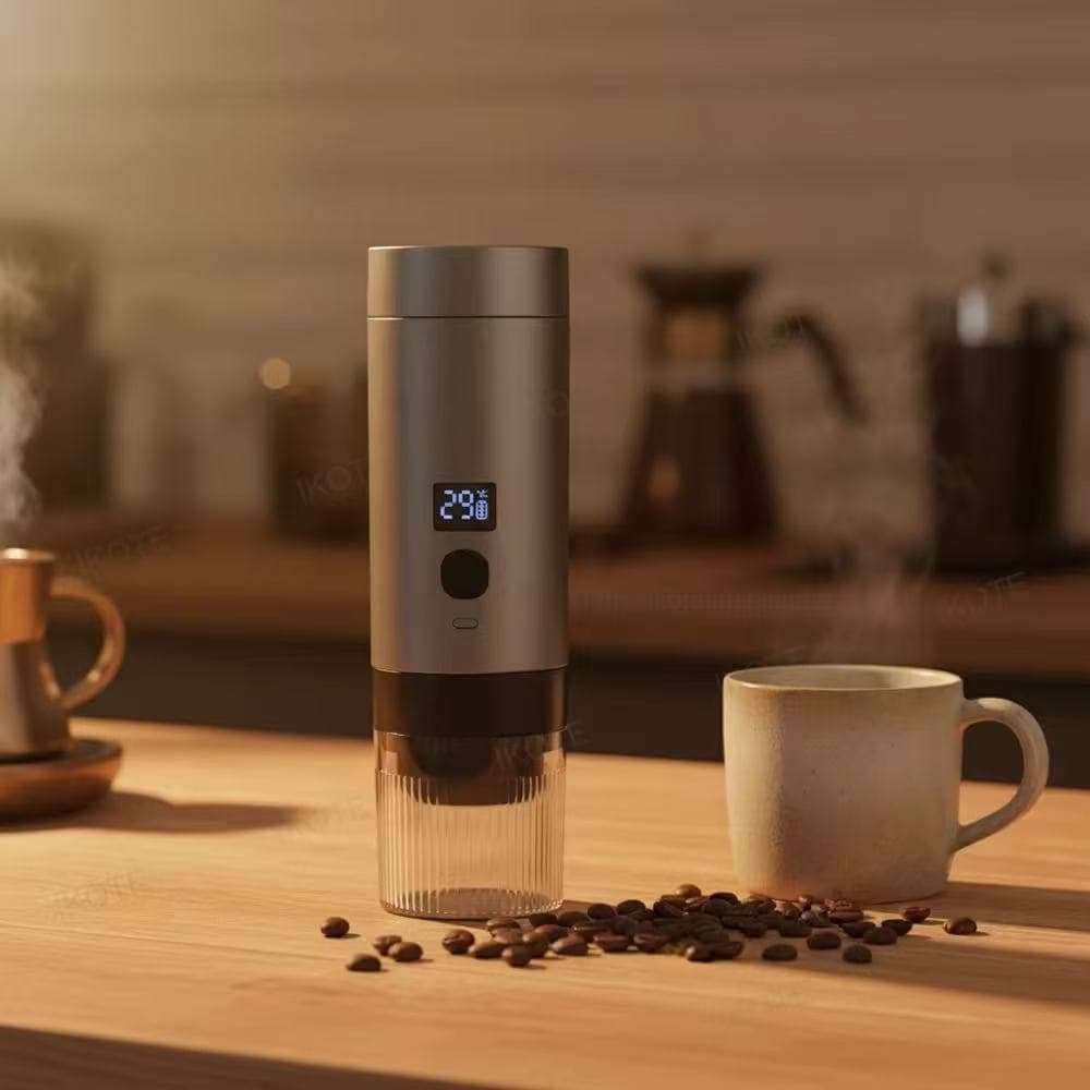 Máquina de Café Expresso Portátil 3 em 1 Elétrica Preta modernas Cafeteira cápsulas ou Café Moído-SMILE