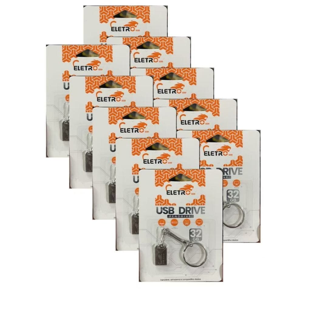 Kit Mini Pendrive Eletro Original – Chaveiro Metálico USB 2.0 (8GB a 32GB)