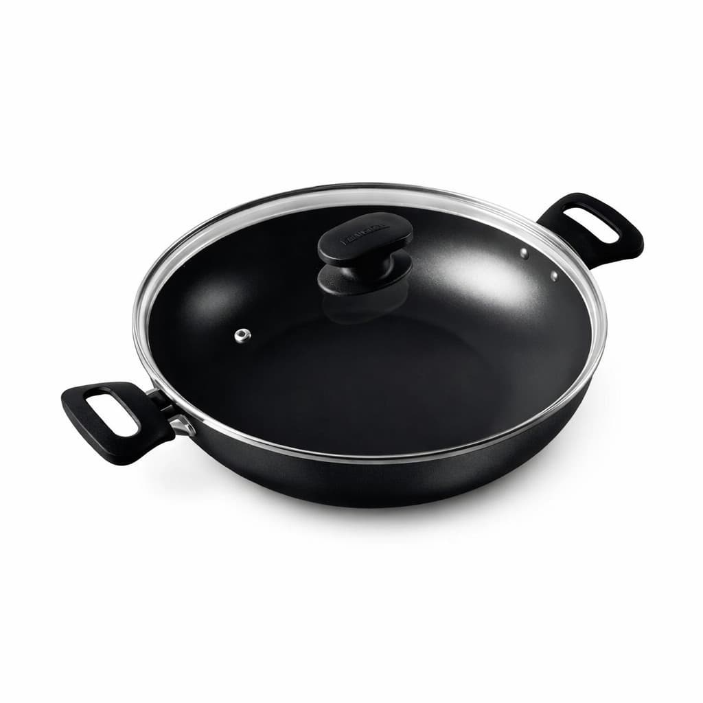 Frigideira Antiaderente Wok 24 cm com Tampa Alta Ideal para Cozinhar