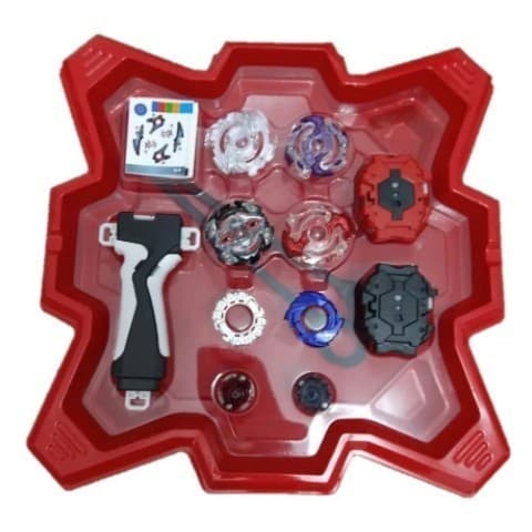 Kit Beyblade 4 In 2 + 2 Lançadores + Arena Grande Pião Brinquedo Divertido XZ-1118