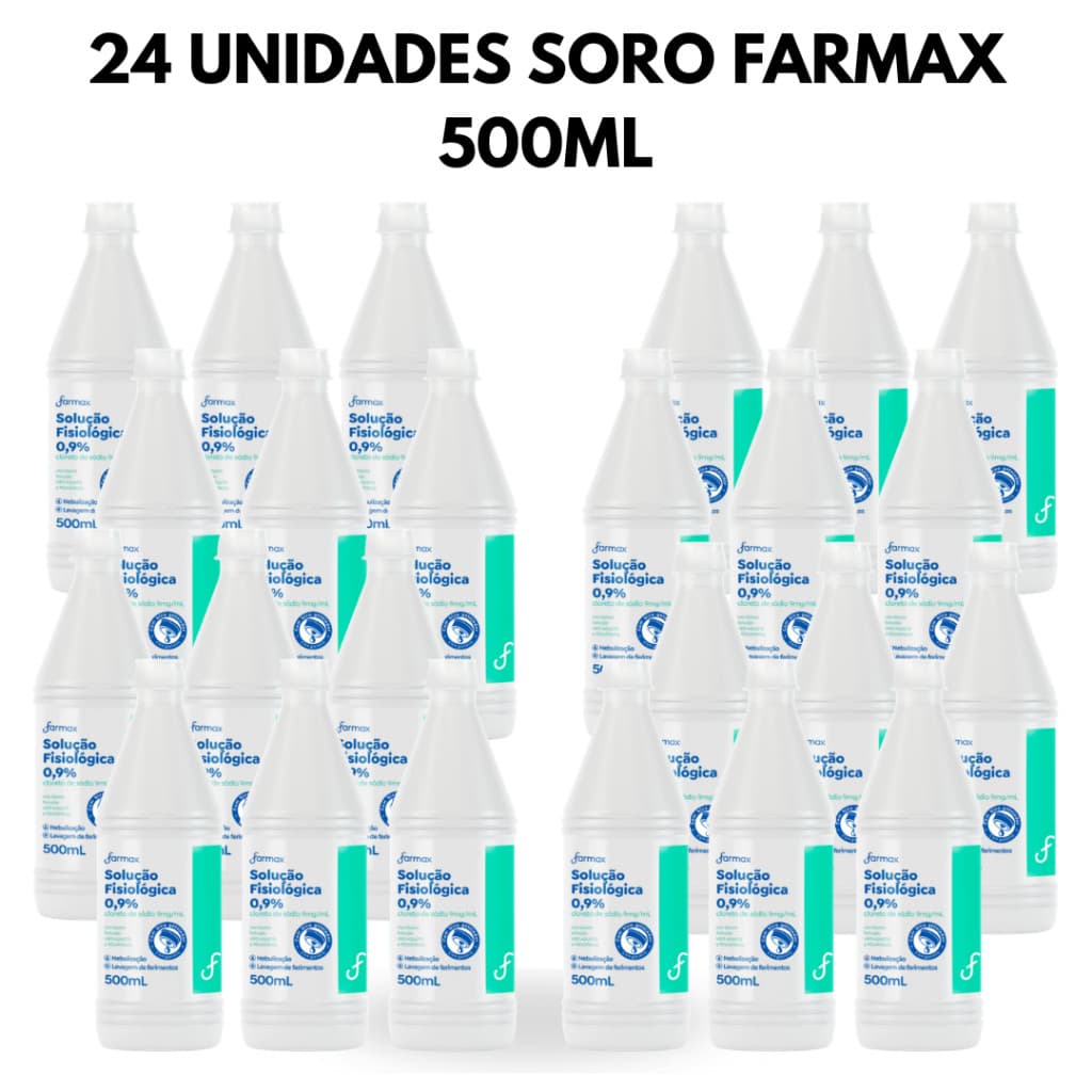 Kit C/24 Soros Fisiológicos Farmax 0,9% 500ml Lavagem Nasal Envio Imediato