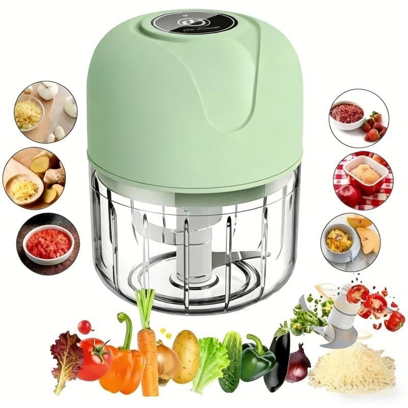 Miniprocessador de Alimentos Recarregável Pequeno, Picador de Alho, Recarregável via USB