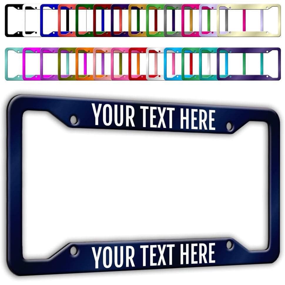 Porta-Placas Personalizados, Suportes de Placa de Carro com 4 Furos, Design Personalizável com Texto, 27 Cores, Placa de