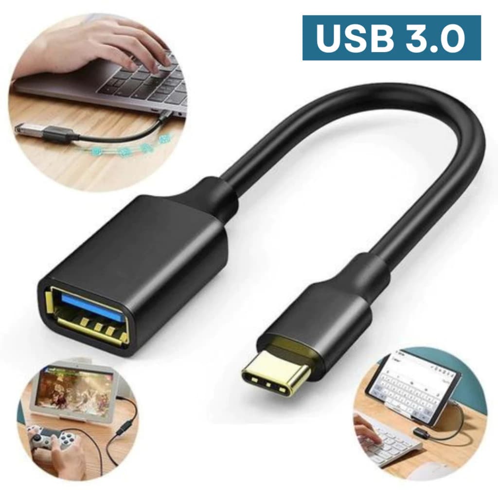 Cabo Adaptador OTG USB para Tipo C Mouse Teclado Pendrive 3.0 Conversor para celulares  computadores