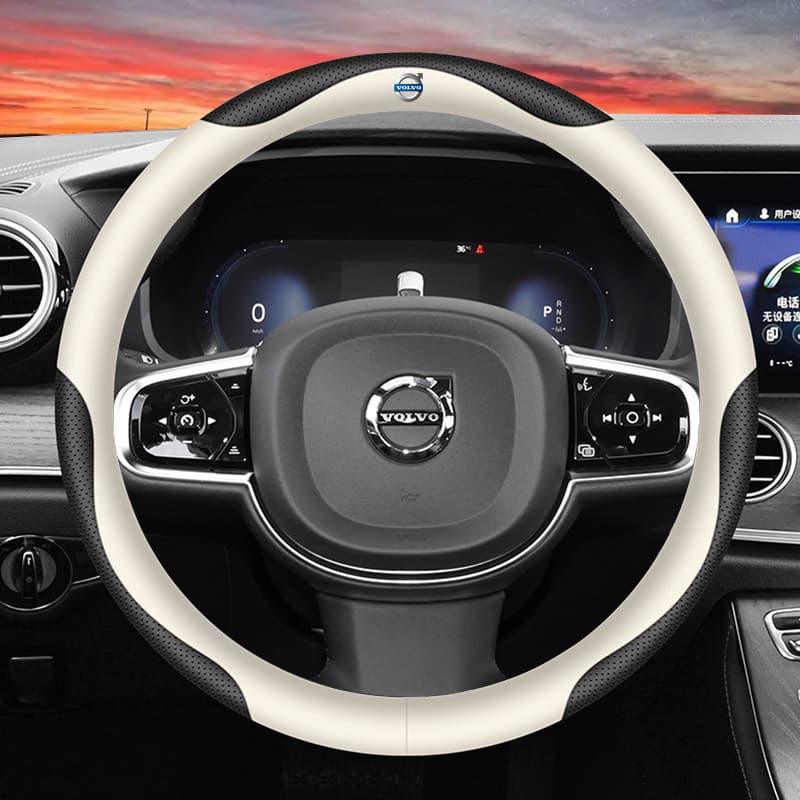 Capa de Volante em Couro Volvo Adequada para XC60 S60 S80 XC90 V60 XC40 C40 S90 XS60 XS90, Capas de Couro para Volante, 
