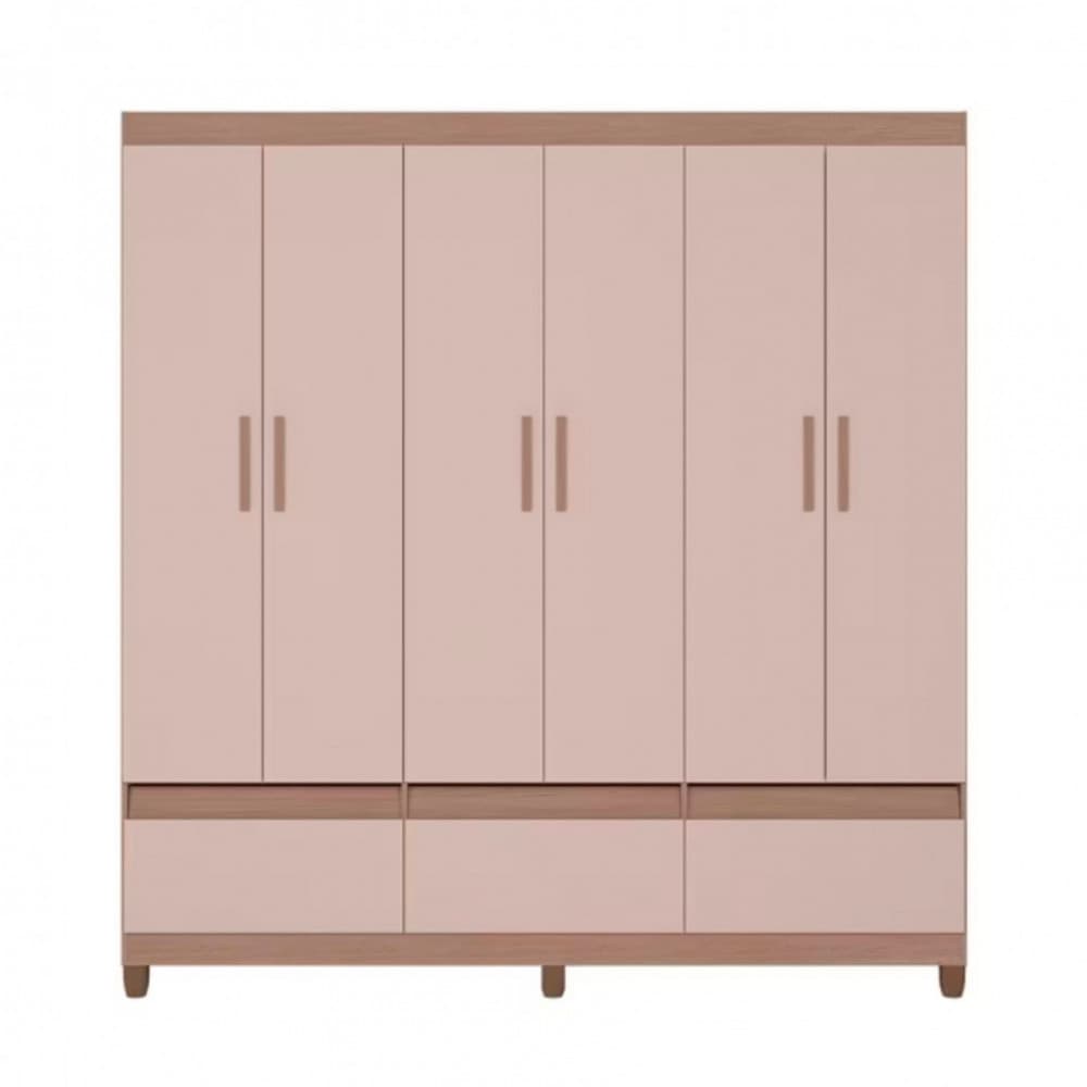 Guarda-Roupa Bartira Ilhéus com Cabideiro 6 Portas de Bater 3 Gavetas e 180cm de Largura