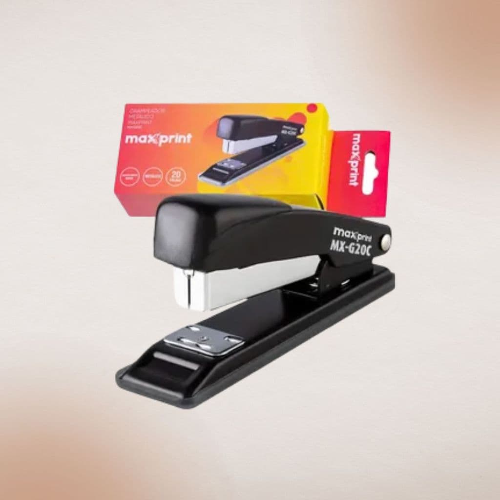 Grampeador Metal Mx-g20c Para Grampos 26/6 E 24/6 Maxprint