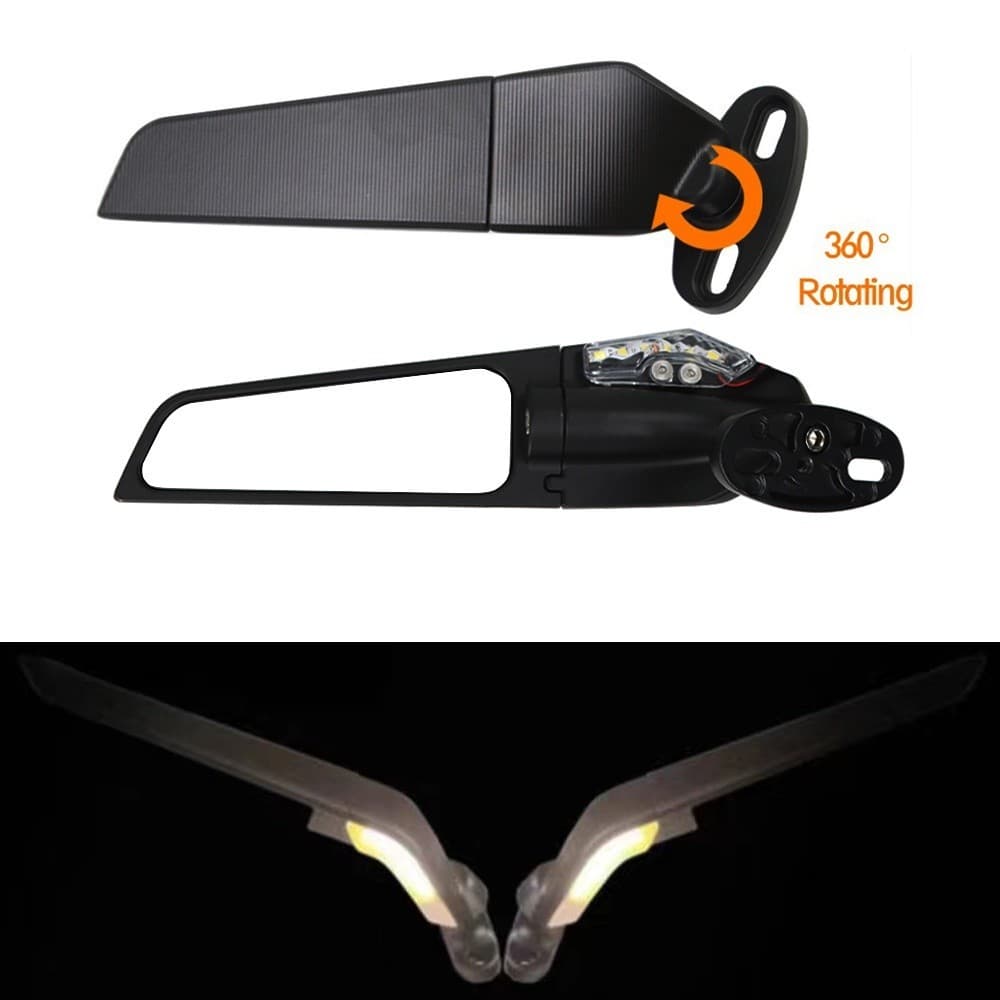 Para DUCATI PANIGALE 959 1299 Espelhos De Motocicleta Modificados Com Luz LED Espelho Retrovisor Lateral Giratório Ajust