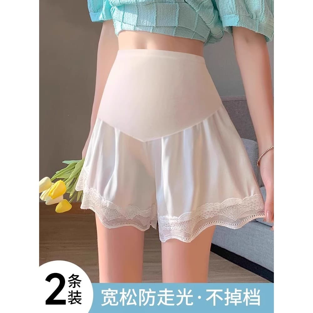 Calças de segurança para maternidade verão estilo fino exterior usar seda gelo cintura alta Shorts Anti-reflexo solto ta