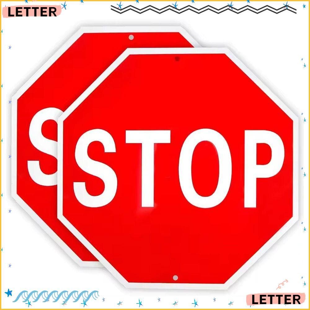 Sinal De Parada De Carta , Octógono 12 " x/30 x 30 Cm Sinais De Alumínio Reflexivos De Aviso , Livre De Ferrugem