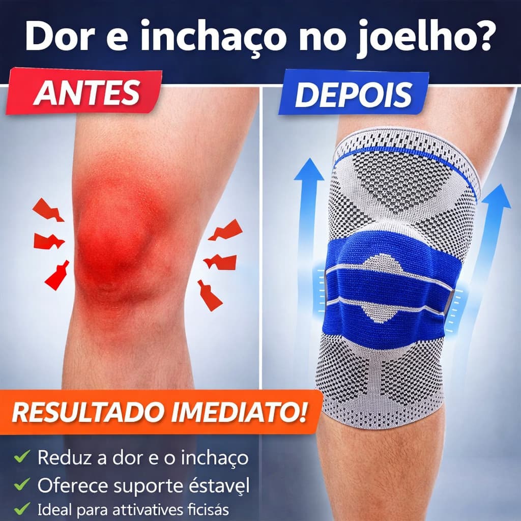 Kit 2/1 Joelheira Esportiva Compressão 3D Ortopedica Com Silicone e Aço Treino Alívio Dor Joelho