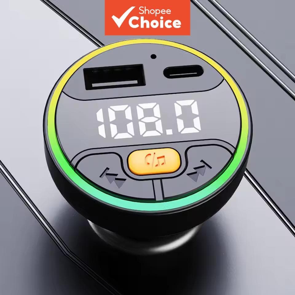  Transmissor FM para Carro Bluetooth 5.3, Kit Veicular Sem Fio Mãos Livres, Carregador USB-C, Modulador FM Automático,