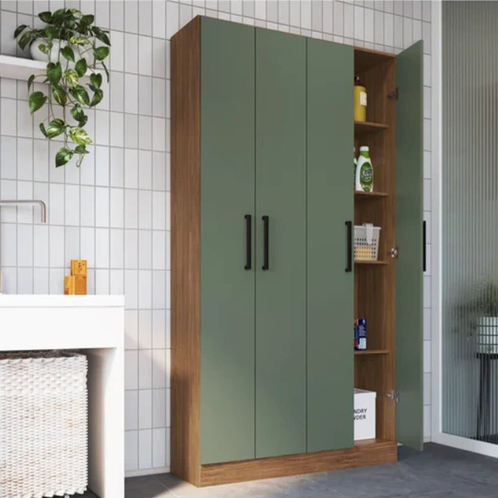 Armário Multiuso 4 Portas e 8 Prateleiras Rivera Freijó/Oliva