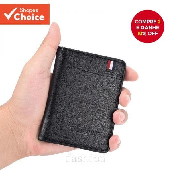 Ultra Fino Mini Carteira Masculina De Pé Clipe De Couro Multifuncional Cartão Bolsa Capa