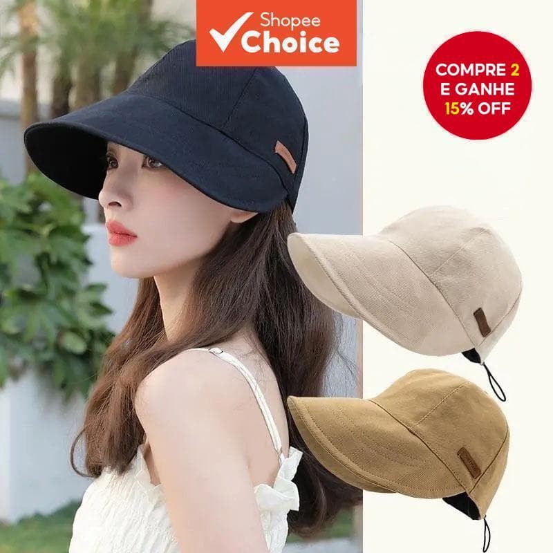 Chapéu De Pescador Estilo Zhao Lusi – Sol Feminino Coreano Com Proteção UV E Aba Grande Para Praia/Casual