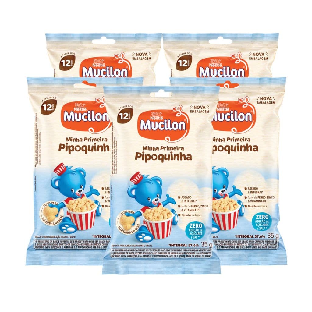 Kit Snack Infantil Minha Primeira Pipoquinha Mucilon - 5 Unidades 35g