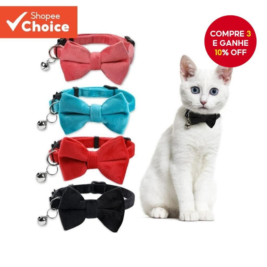 Coleira De Veludo Para Animais De Estimação Com Laço Fofo Sino Ajustável Gatos Filhotes Uso Diário Ao Ar Livre 19-32cm