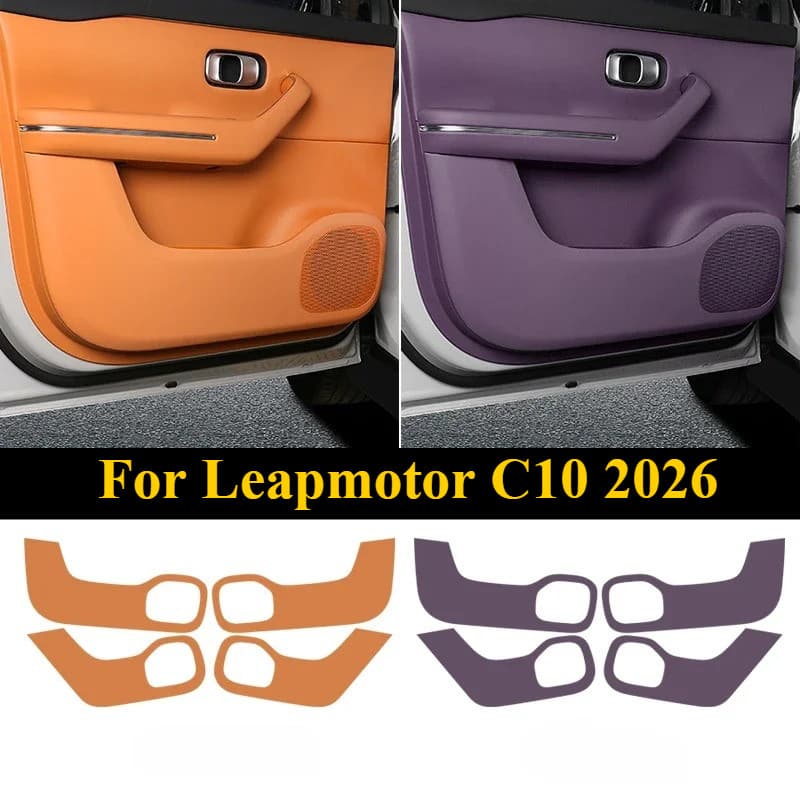 Para Leapmotor C10 : Protetor De Chute De Porta De Couro-Conjunto De 4 Peças Com Adesivo 3M E Sem Ferramentas