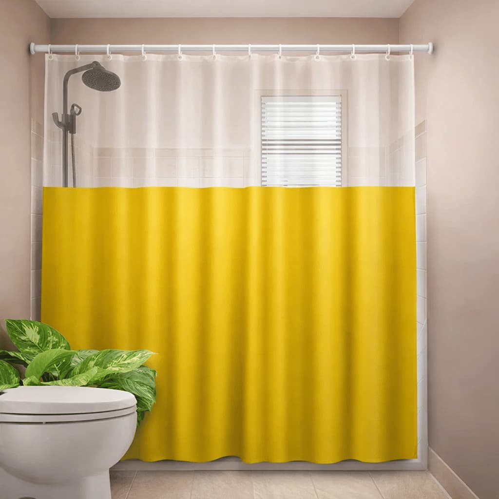 Cortina para Box Amarelo Liso com Visor - Plast Leo / Prático / Versátil Banheiro Elegante