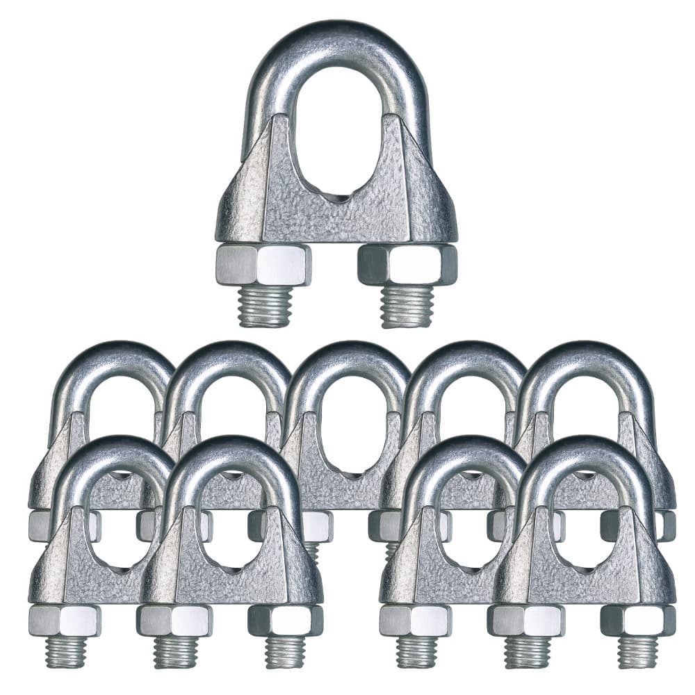 KIT 50 GRAMPOS CLIPS PARA CABO DE AÇO 1/4