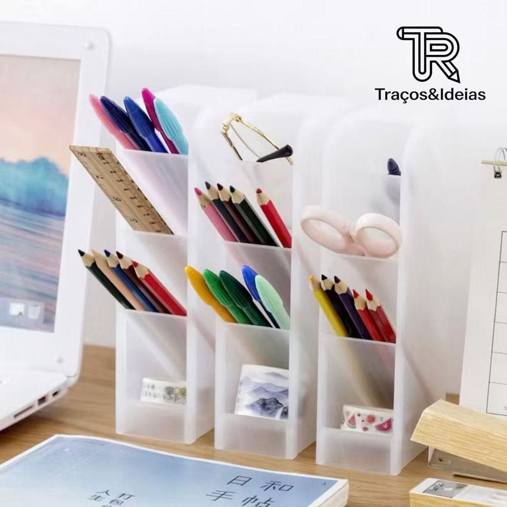 Organizador de Mesa Porta Caneta e Lápis Plástico Multiuso Para Escritório Organizador Prático/WJ-009