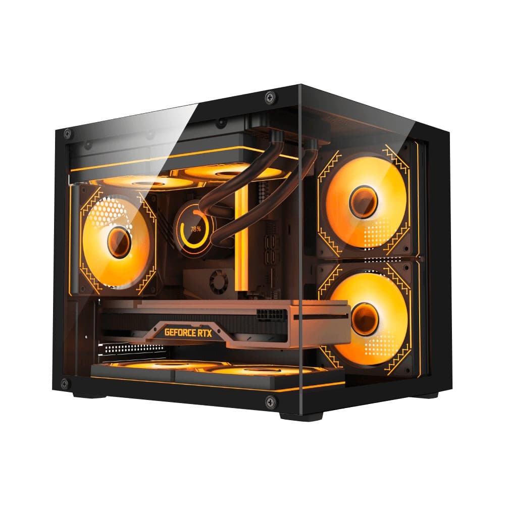 Gabinete Gamer Duex Aquário, Mid-Tower, Lateral e Frontal de Vidro, Preto, 3x Fans ARGB - DXGA325BK