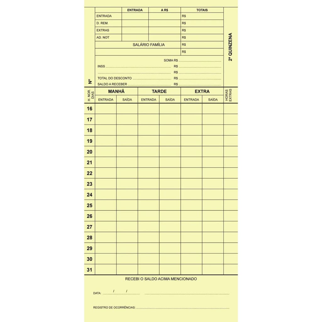 CARTAO DE PONTO 100FL 86X180 OFFICE