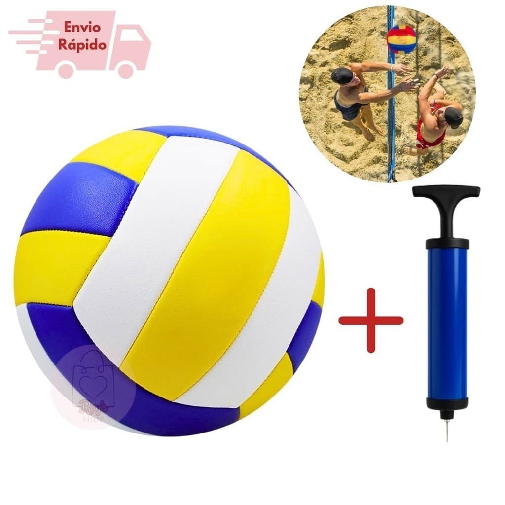 Bola De Vôlei E Bomba De Ar Portátil Manual Para Praia Quadra Diversão Jogo