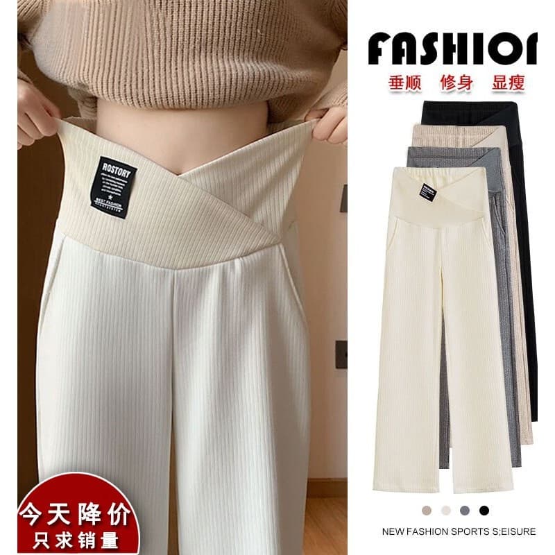 Calças de maternidade primavera outono exterior usar calças de perna larga Drape solto tamanho grande calças casuais mod