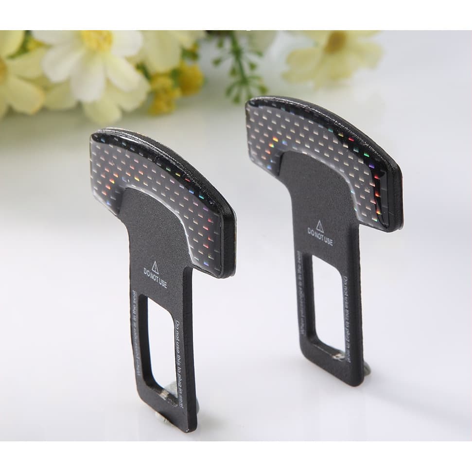 Deryu 2 Peças Fivelas De Cinto De Segurança De Fibra De Carbono Para Alarme De Assento De Carro Com Cancelador