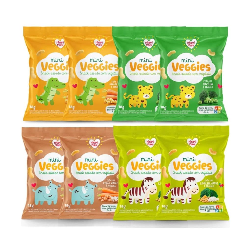 Kit Mini Veggies Nhami Mami Sabores Sortidos 8 Unidades 18g