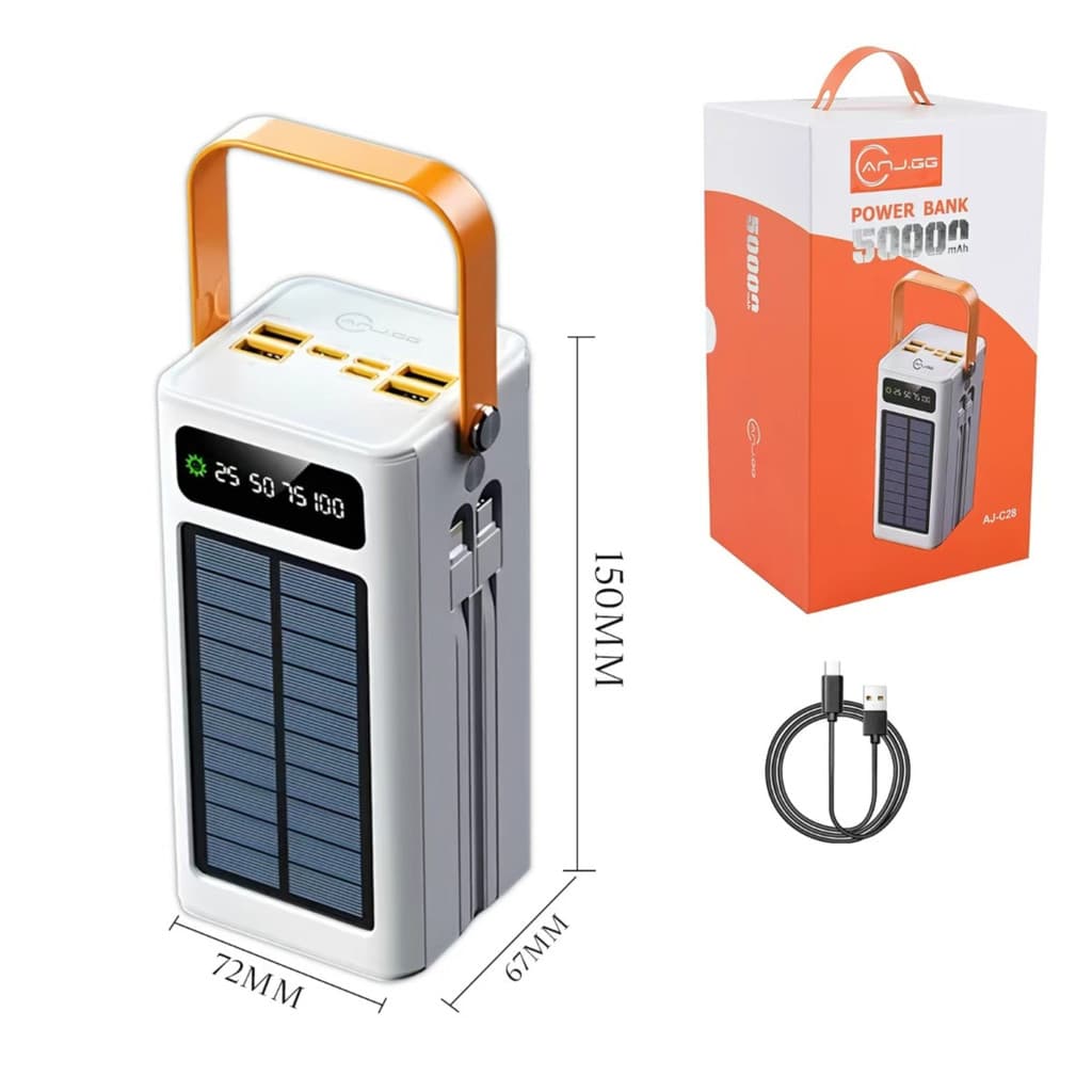 Carregamento solar com cabo, banco de energia portátil de grande capacidade, 50000mAh ming