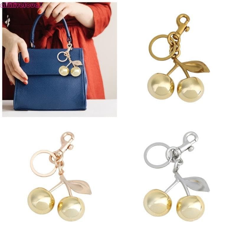 allilivefoua1 Chaveiro Feito À Mão Elegante Pingente Cerejas Elegantes Para Acessório Moderno Diário Casua