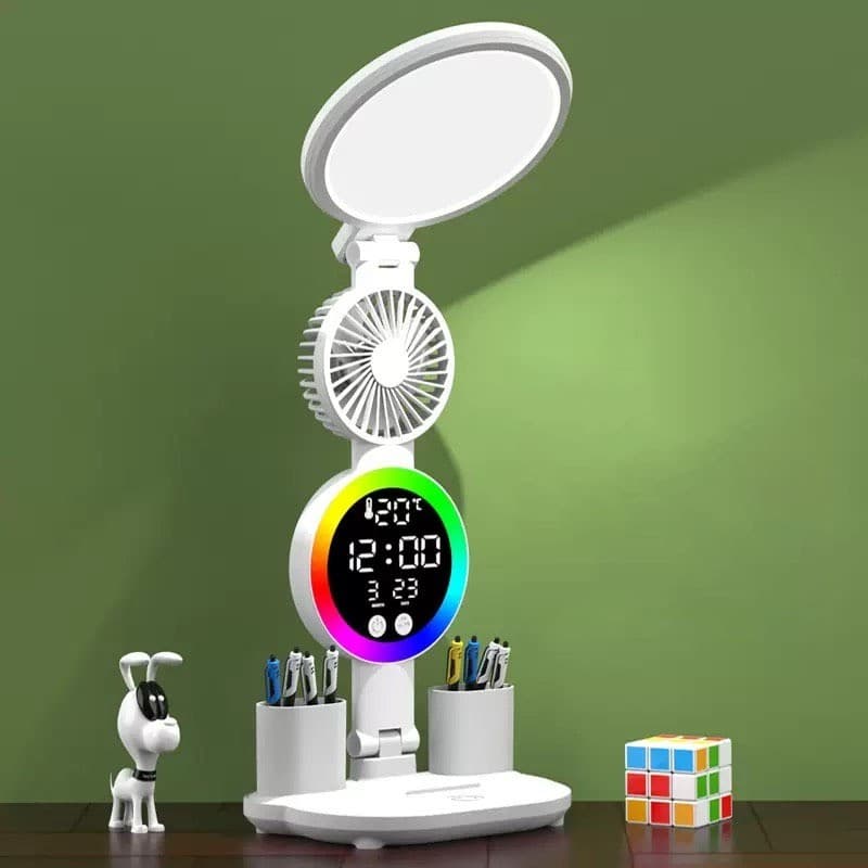 Luminária De Mesa Led Luminária De Ventilador De Relógio